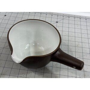 Heath Stoneware Spouted Batter Pouring Bowl w/Handle Chocolate Brown USA 6" USA